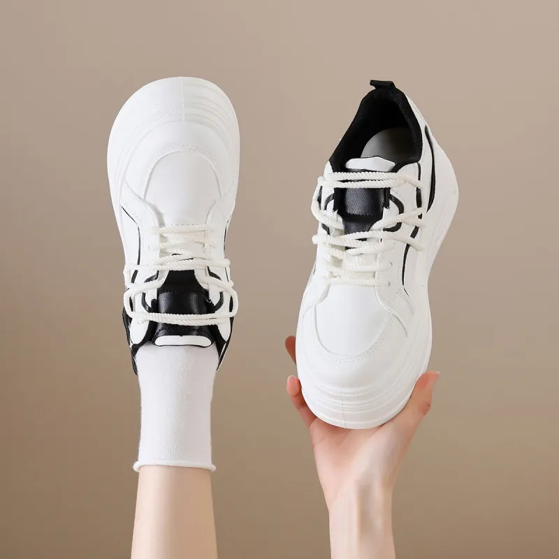 Little Red Man White Sneakers Height Increasing Balance Support Lightweight Low Top Casual Shoes Women's-2