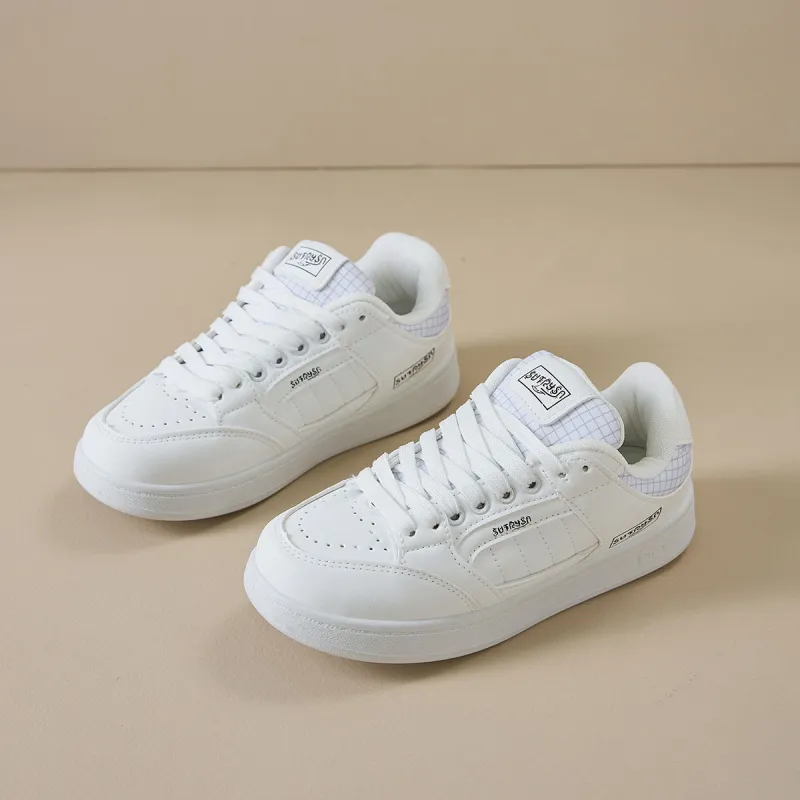 Little Red Man Low Top Casual Shoes Women's White-4