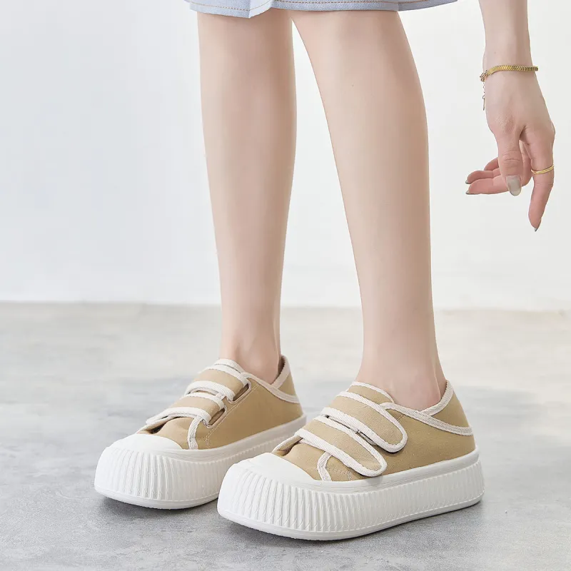 Little Red Man Anti Slip Wear Resistant Low Top Skateboard Shoes Women's Khaki-3