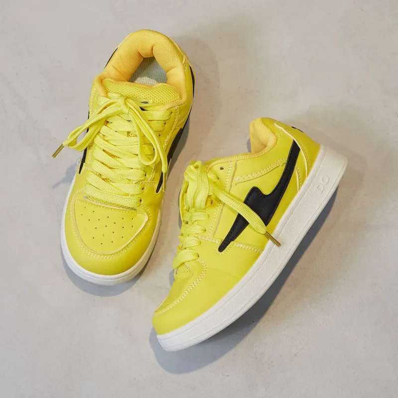Little Red Man Low-Top Skateboard Shoes Women's Yellow-1