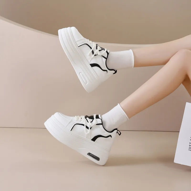 Little Red Man White Sneakers Height Increasing Balance Support Lightweight Low Top Casual Shoes Women's-1