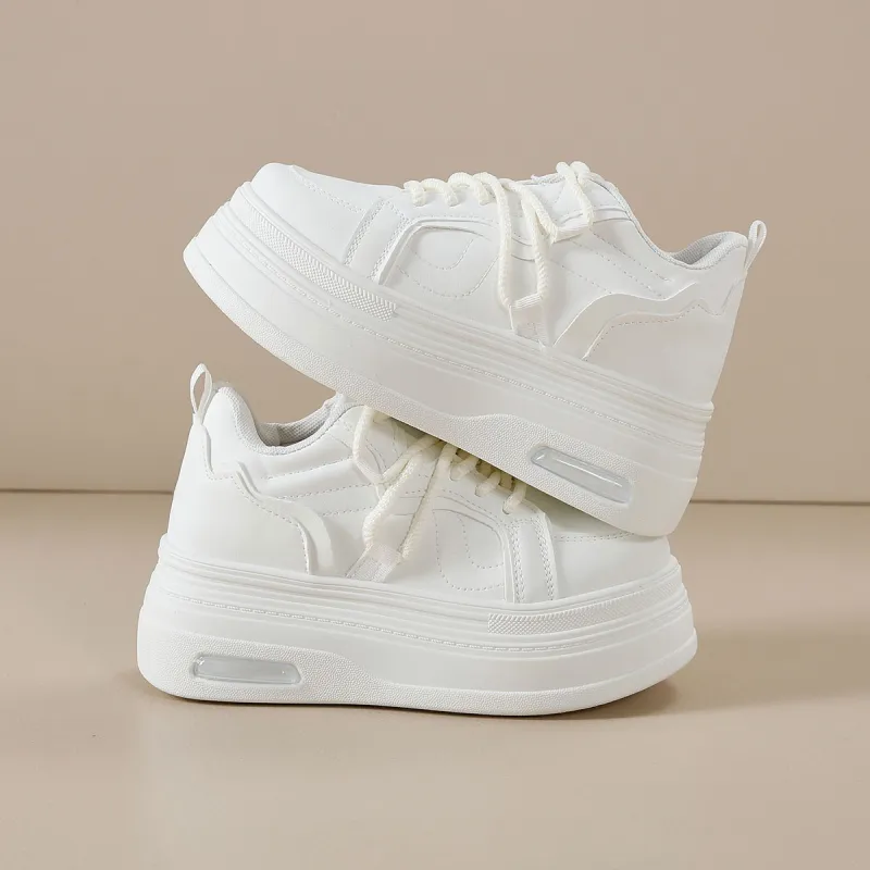 Little Red Man White Sneakers Height Increasing Balance Support Lightweight Low Top Casual Shoes Women's-9