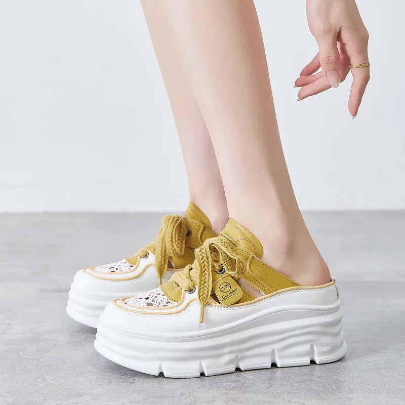 Little Red Man Squishy And Bouncy Feeling Closed Toe Mules Height Increasing Lightweight Low-Top Casual Shoes Women's-5