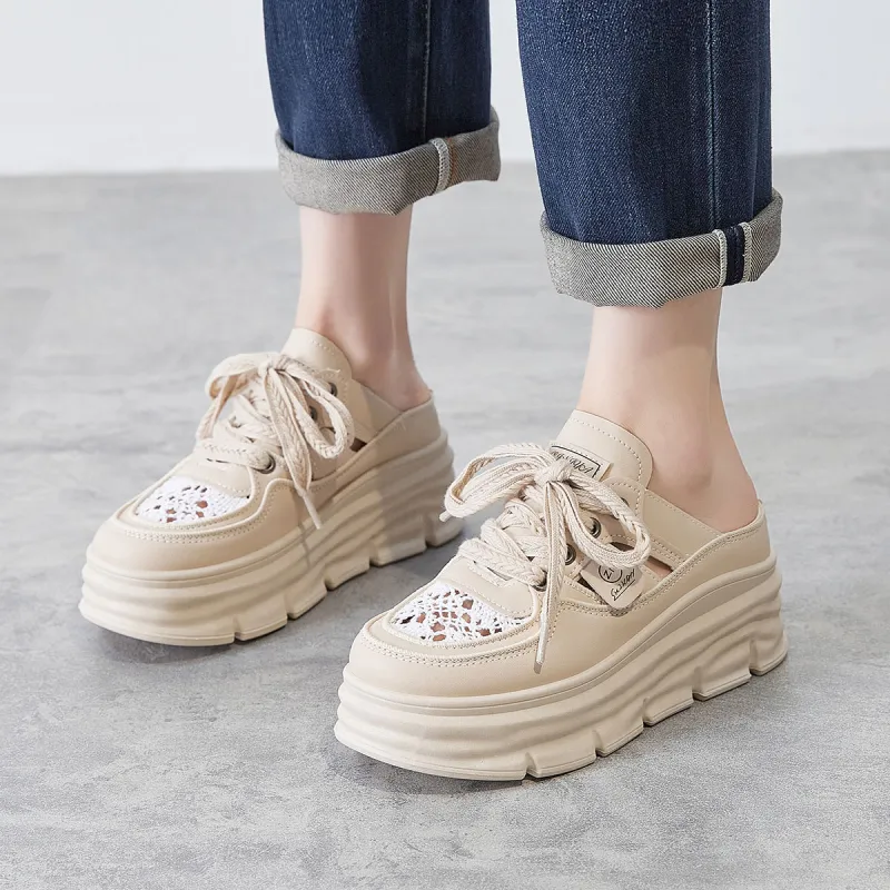 Little Red Man Squishy And Bouncy Feeling Closed Toe Mules Height Increasing Lightweight Low-Top Casual Shoes Women's-18
