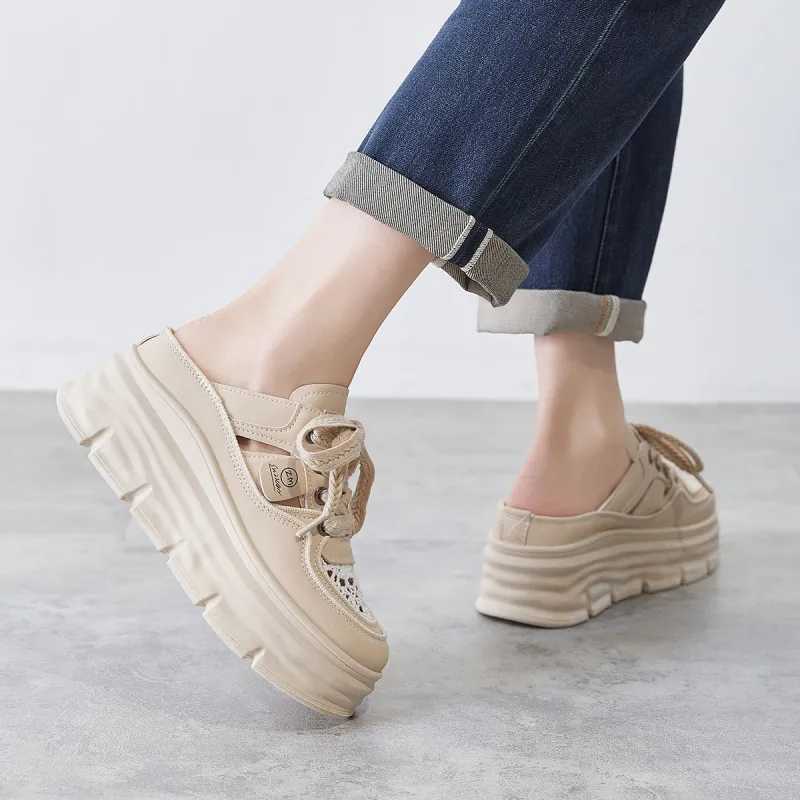 Little Red Man Squishy And Bouncy Feeling Closed Toe Mules Height Increasing Lightweight Low-Top Casual Shoes Women's-16