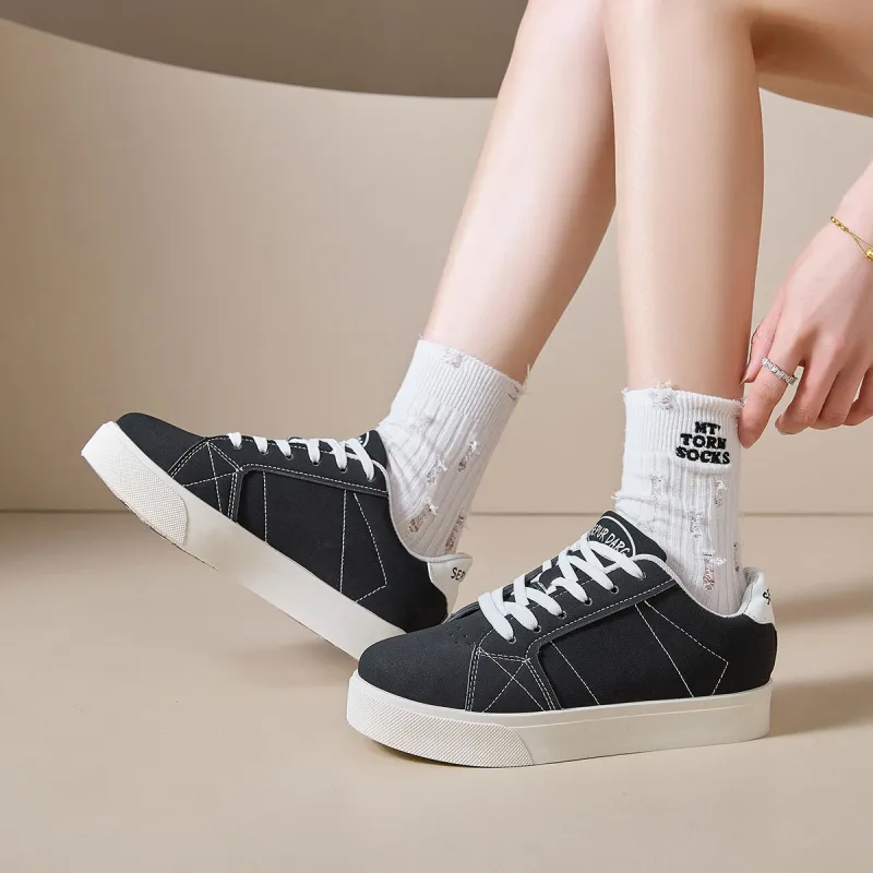 Little Red Man Anti Slip And Wear Resistant Height Increasing Low Top Skateboard Shoes Women's-8
