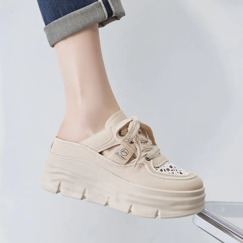 Little Red Man Squishy And Bouncy Feeling Closed Toe Mules Height Increasing Lightweight Low-Top Casual Shoes Women's-15