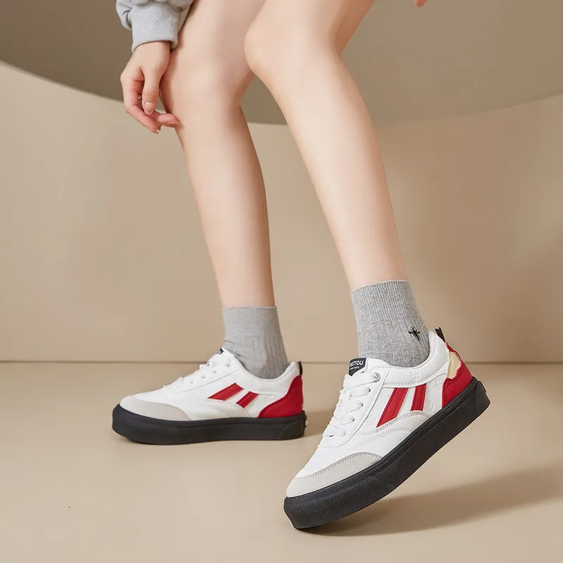 Little Red Man Low Top Skateboard Shoes Women's-3