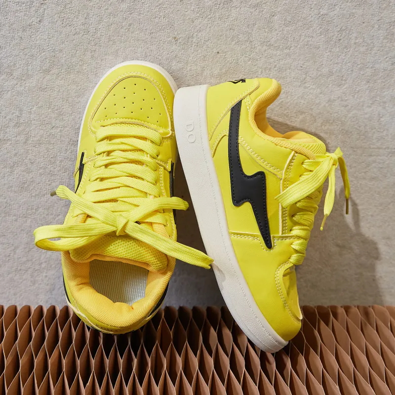 Little Red Man Low-Top Skateboard Shoes Women's Yellow-5