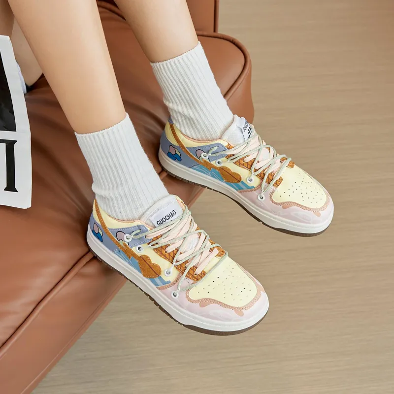 Little Red Man Low Top Skateboard Shoes Women's Ice Cream-2