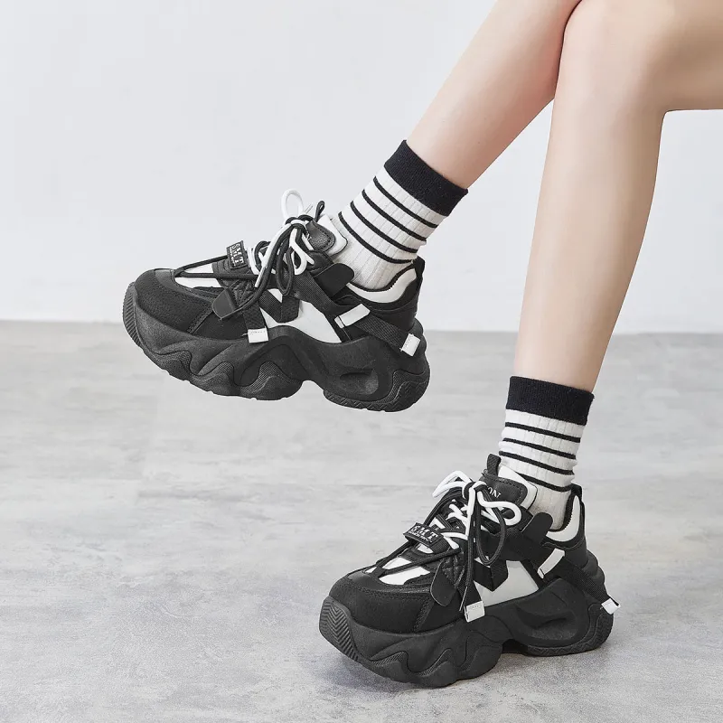 Little Red Man Lightweight Wear Resistant Cushioning Low Top Chunky Sneakers Women's-16