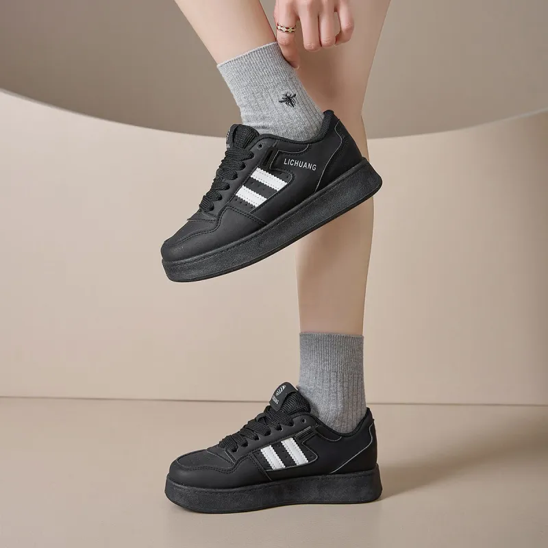 Little Red Man Wear Resistant Height Increasing Low Top Skateboard Shoes Women's-35