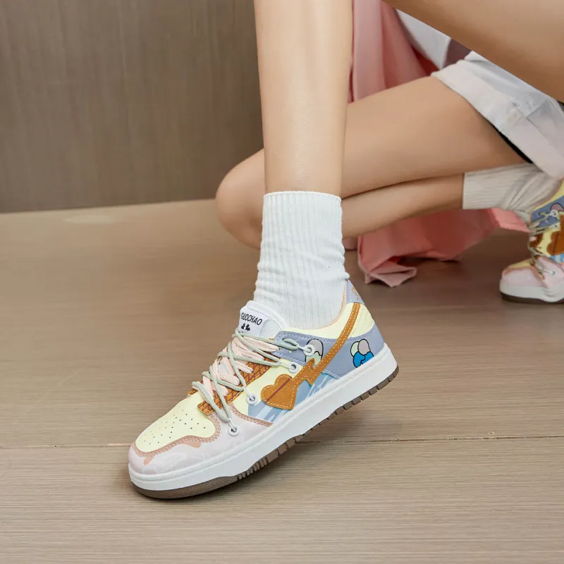 Little Red Man Low Top Skateboard Shoes Women's Ice Cream-4