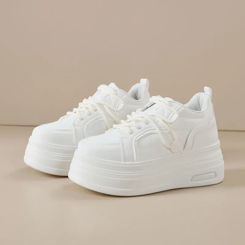 Little Red Man White Sneakers Height Increasing Balance Support Lightweight Low Top Casual Shoes Women's-10