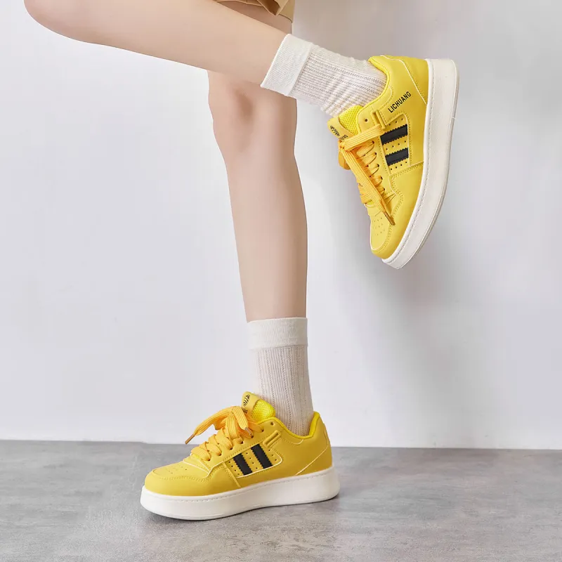 Little Red Man Wear Resistant Height Increasing Low Top Skateboard Shoes Women's-22