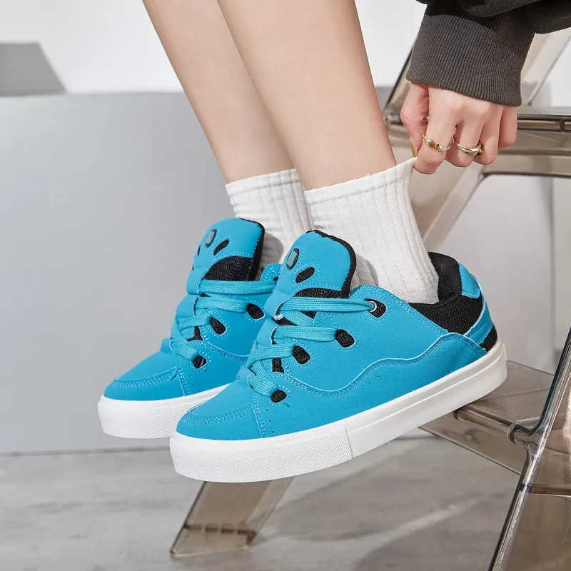 Little Red Man Low-Top Skateboard Shoes Women's Blue Pink-13