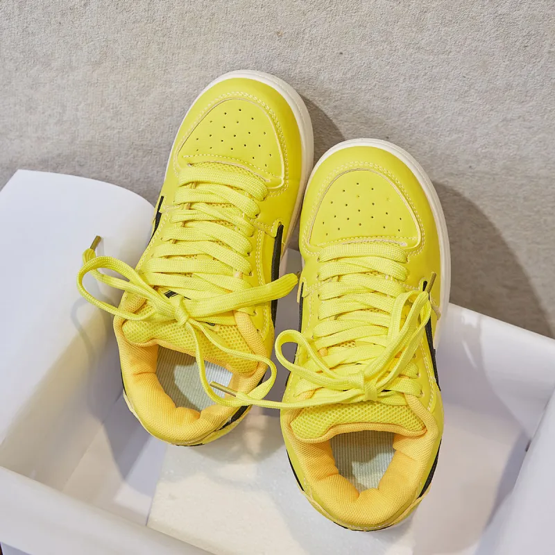 Little Red Man Low-Top Skateboard Shoes Women's Yellow-2