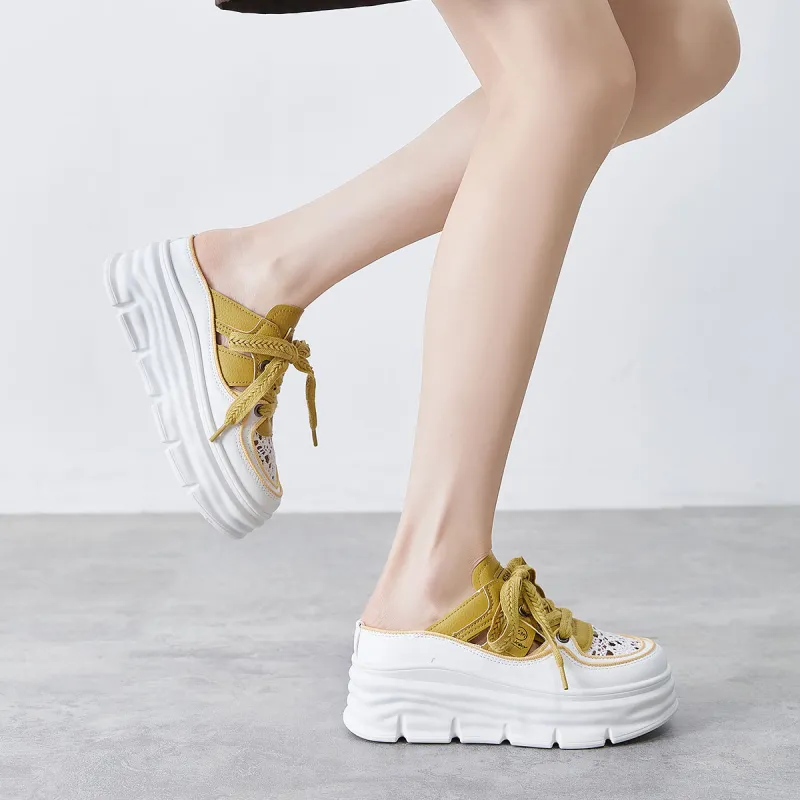 Little Red Man Squishy And Bouncy Feeling Closed Toe Mules Height Increasing Lightweight Low-Top Casual Shoes Women's-6