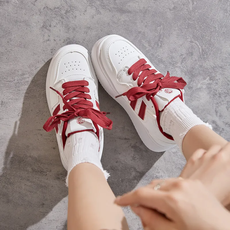 Little Red Man Slip Resistant Low Top Skateboard Shoes Women's-6