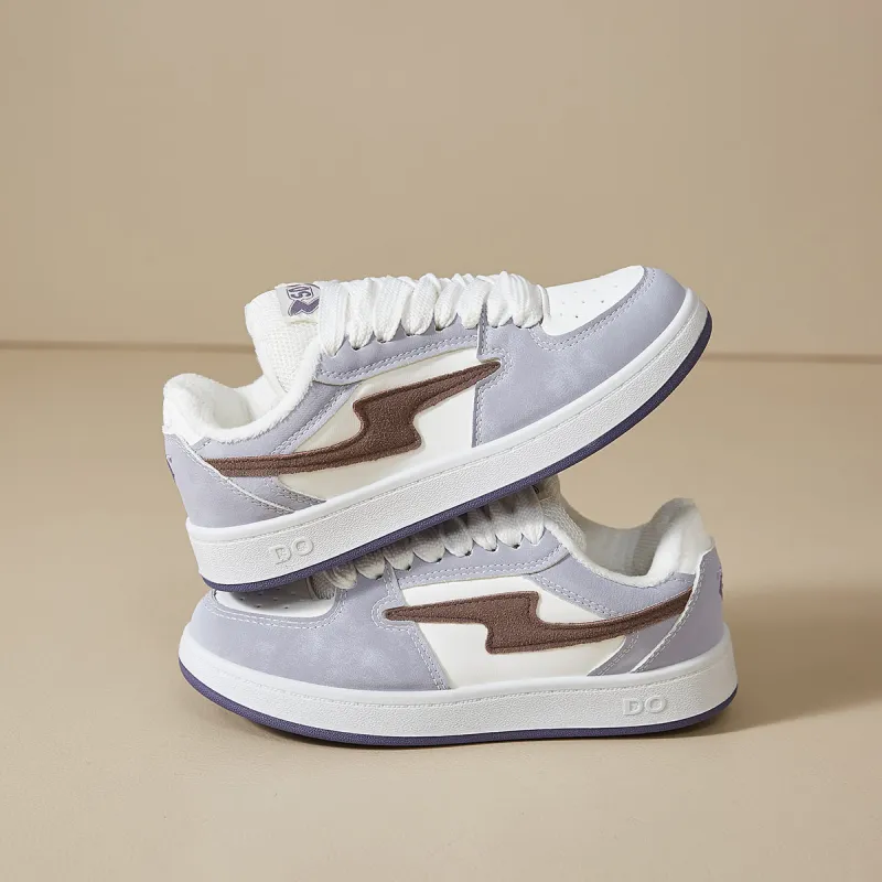 Little Red Man Low Top Skateboard Shoes Women's White Blue-1