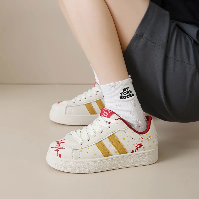 Little Red Man Anti Slip And Wear Resistant Height Increasing Low Top Skateboard Shoes Women's-1