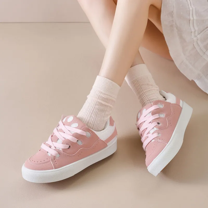 Little Red Man Slip Resistant Low Top Skateboard Shoes Women's Ice Blue-8