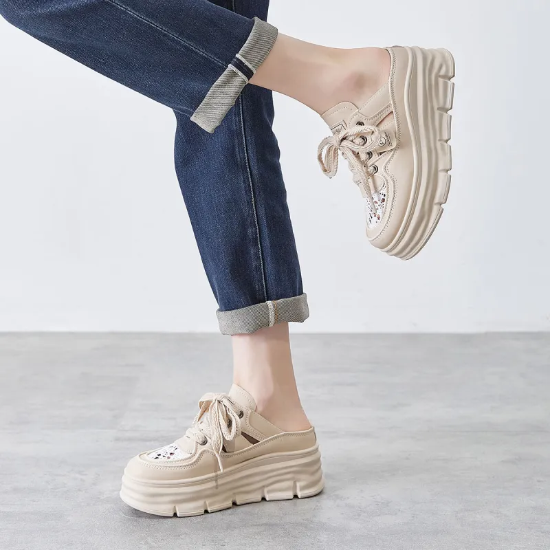 Little Red Man Squishy And Bouncy Feeling Closed Toe Mules Height Increasing Lightweight Low-Top Casual Shoes Women's-17