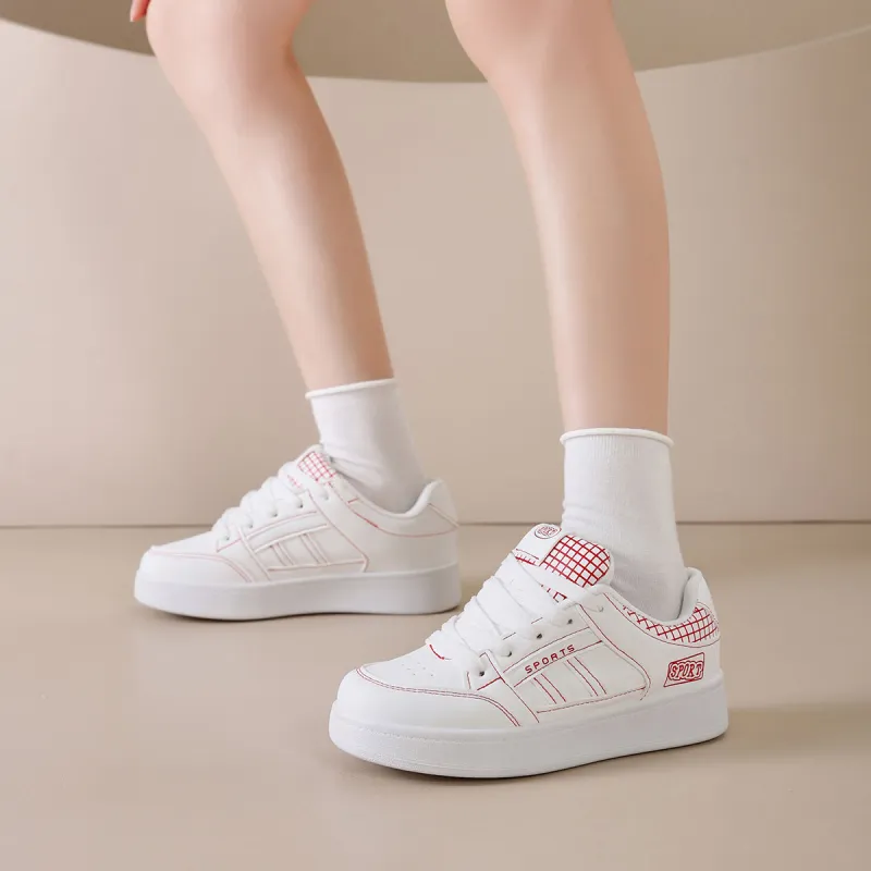 Little Red Man Low Top Skateboard Shoes Women's-9