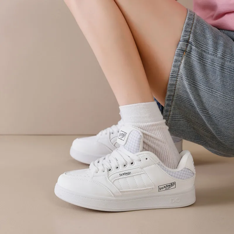 Little Red Man Low Top Casual Shoes Women's White-2