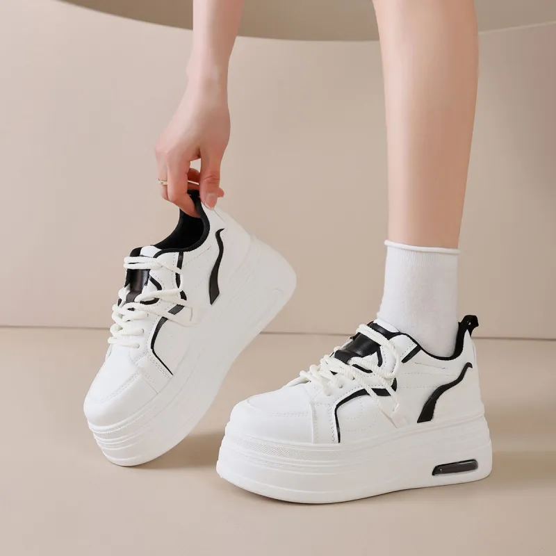 Little Red Man White Sneakers Height Increasing Balance Support Lightweight Low Top Casual Shoes Women's-3