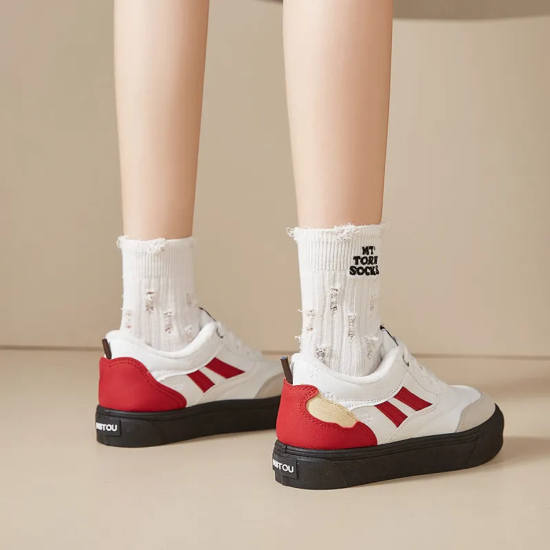 Little Red Man Low Top Skateboard Shoes Women's-12