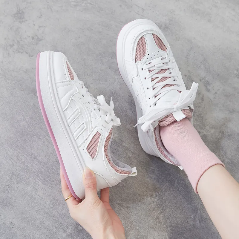 Little Red Man Low-Top Skateboard Shoes Women's White Pink-7
