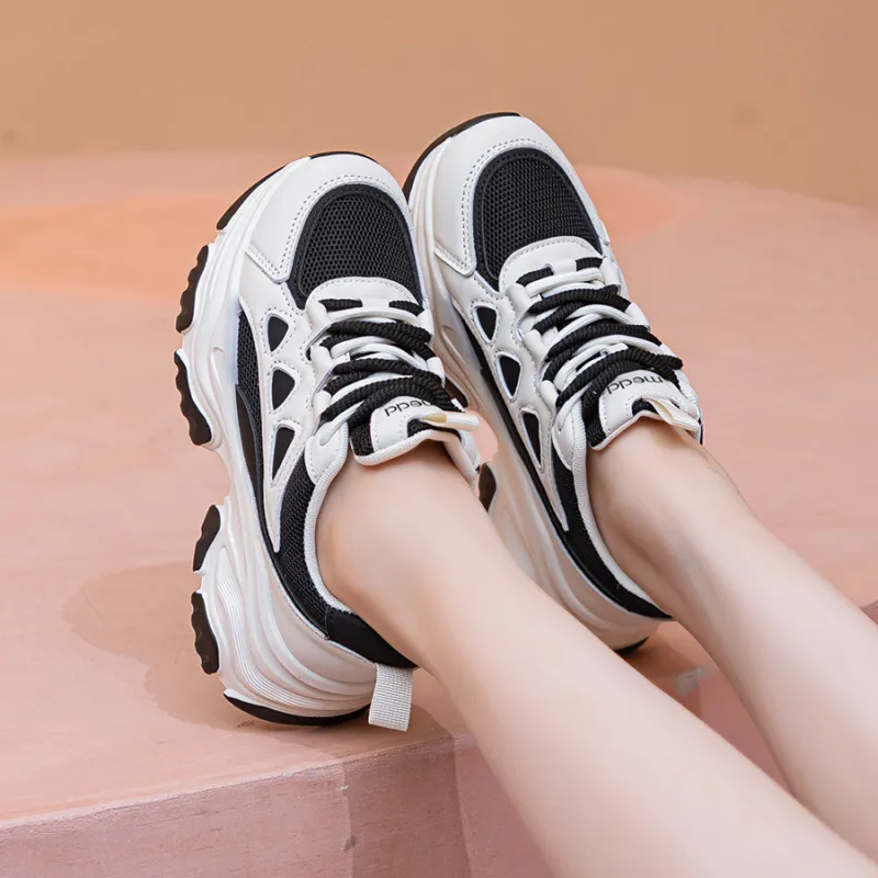 Medd Slip-Resistant Breathable Lightweight Height Increasing Low-Top Chunky Sneakers Women's-12