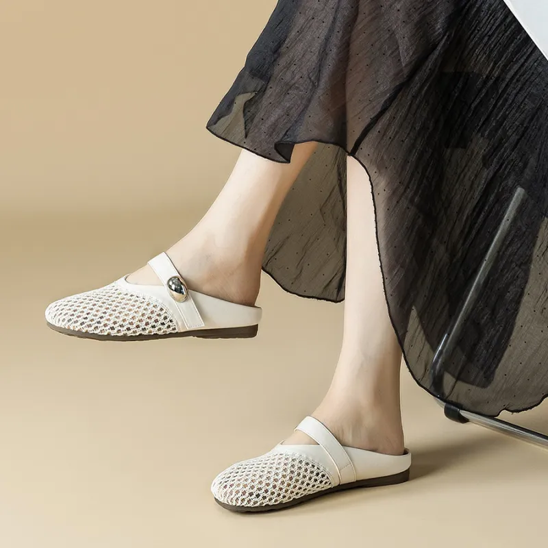 Medd Closed Toe Slippers Women's Beige-6