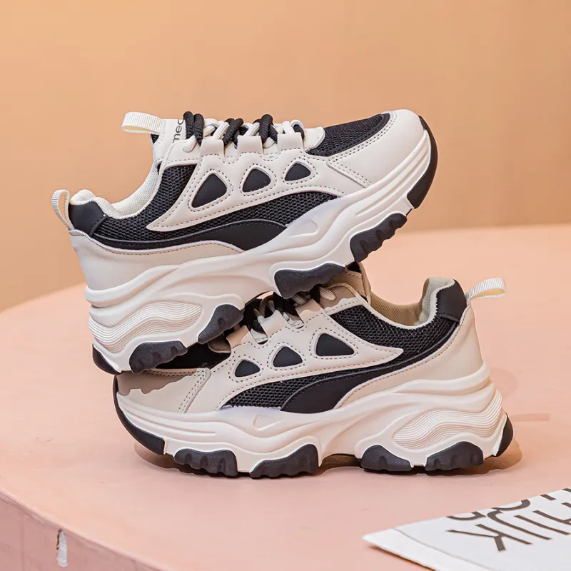 Medd Slip-Resistant Breathable Lightweight Height Increasing Low-Top Chunky Sneakers Women's-9