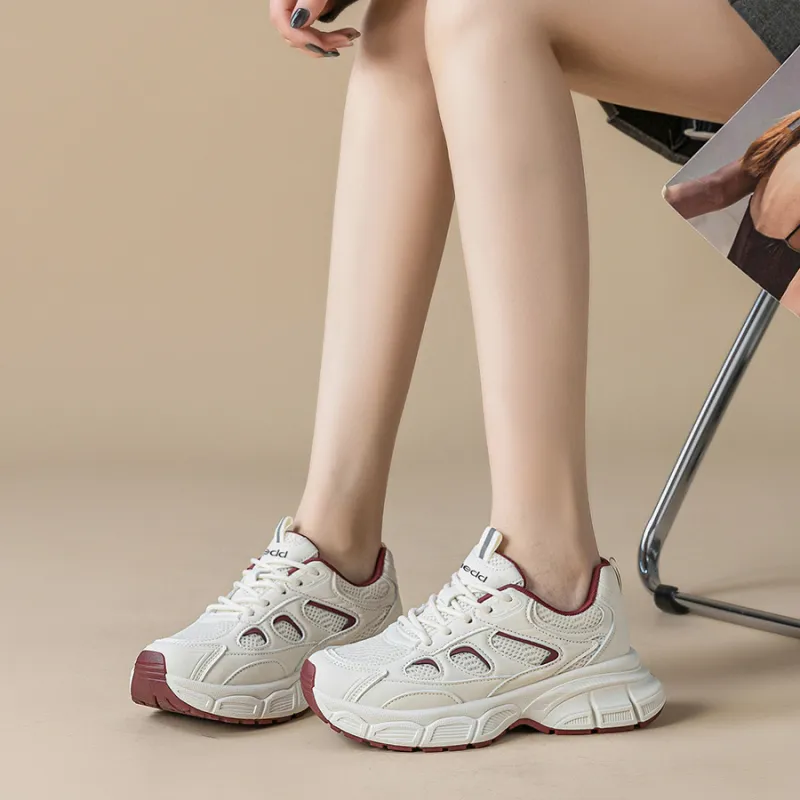 Medd Height Increasing Lightweight Breathable Low-Top Chunky Sneakers Women's-5