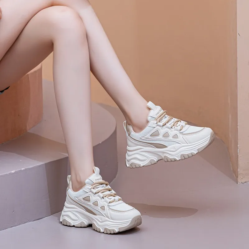 Medd Slip-Resistant Breathable Lightweight Height Increasing Low-Top Chunky Sneakers Women's-4