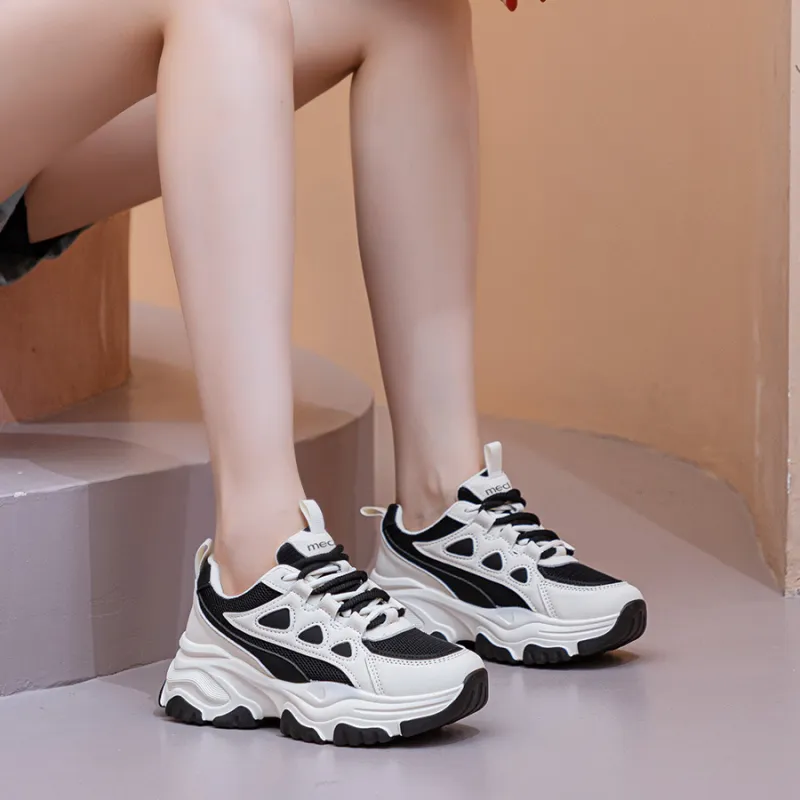 Medd Slip-Resistant Breathable Lightweight Height Increasing Low-Top Chunky Sneakers Women's-11