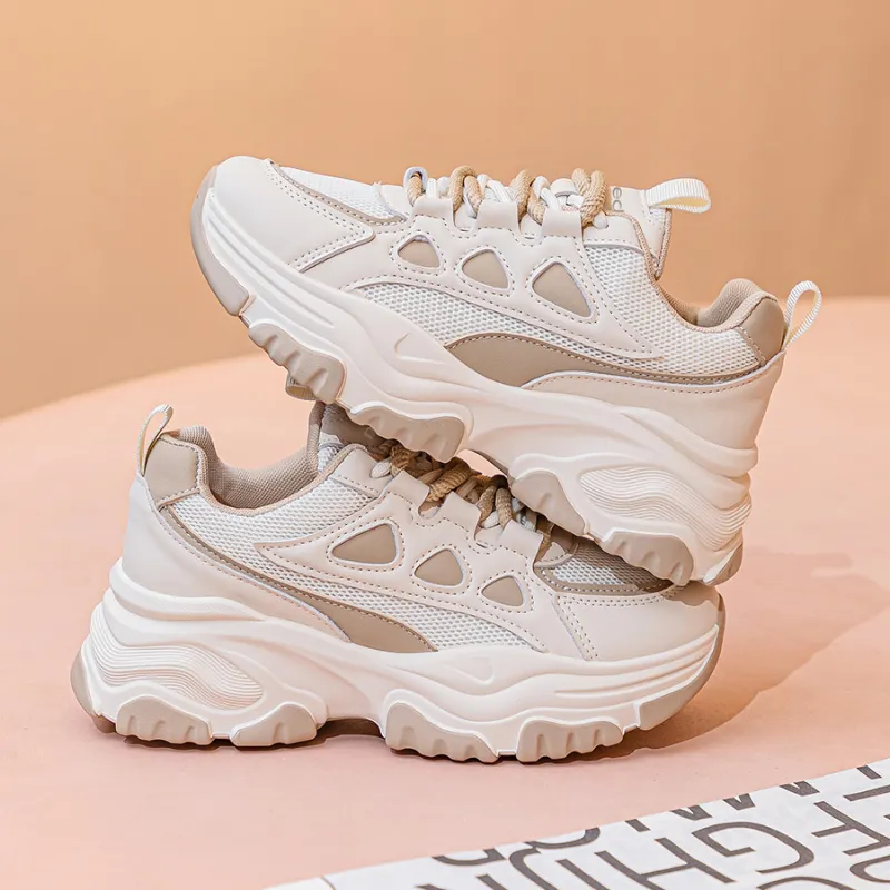 Medd Slip-Resistant Breathable Lightweight Height Increasing Low-Top Chunky Sneakers Women's-2