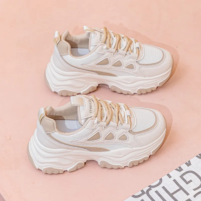 Medd Slip-Resistant Breathable Lightweight Height Increasing Low-Top Chunky Sneakers Women's-1