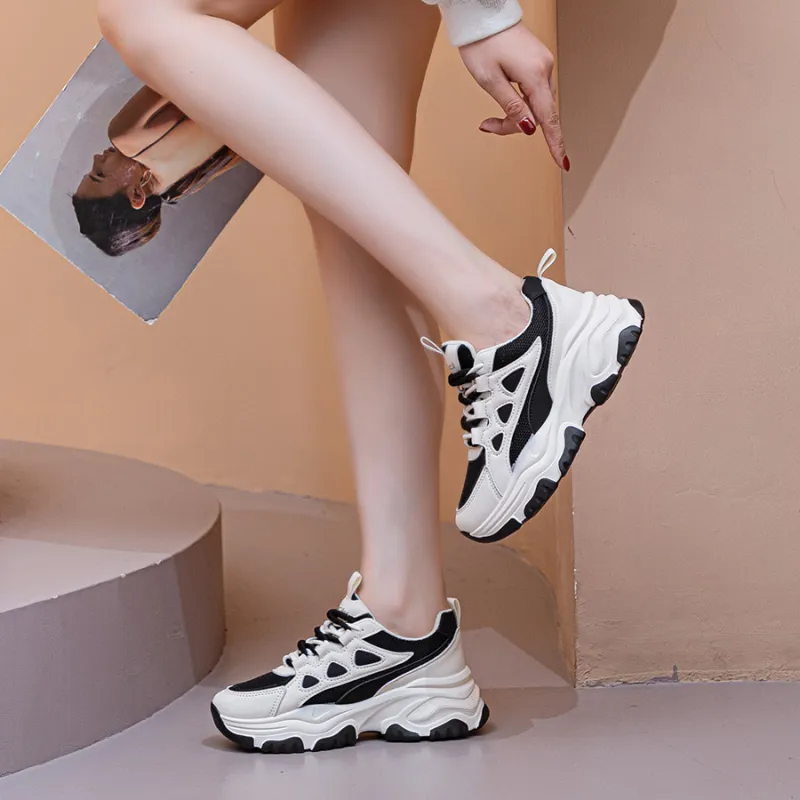 Medd Slip-Resistant Breathable Lightweight Height Increasing Low-Top Chunky Sneakers Women's-13