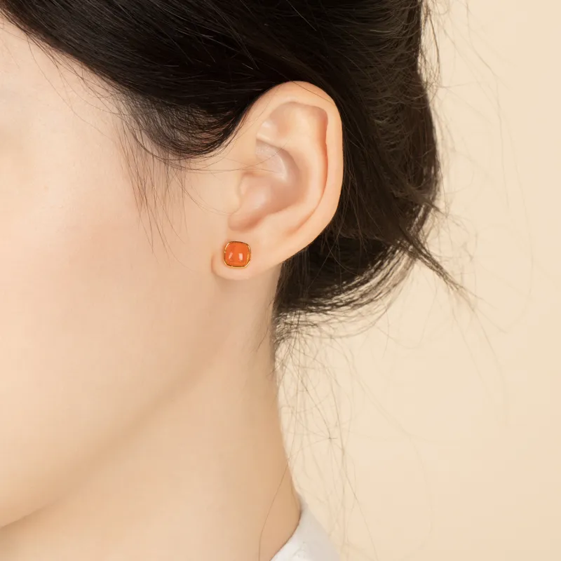 The Heart Is Like A Lotus 925 Sterling Silver Fine Jade Stud Earrings Women's-3