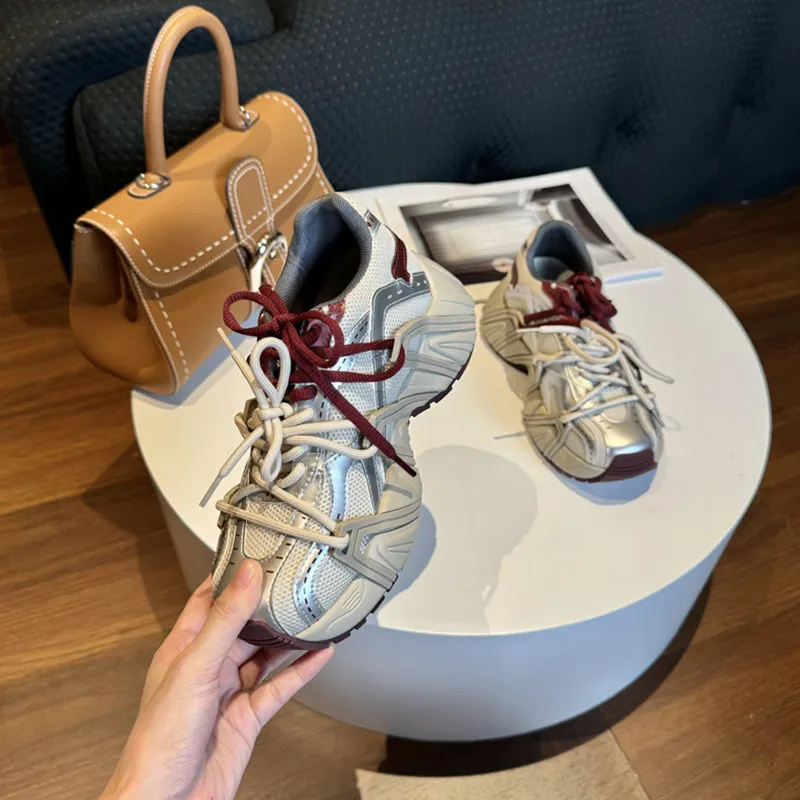 QING MISS Anti Slip And Wear Resistant Lightweight Low Top Chunky Sneakers Women's-1