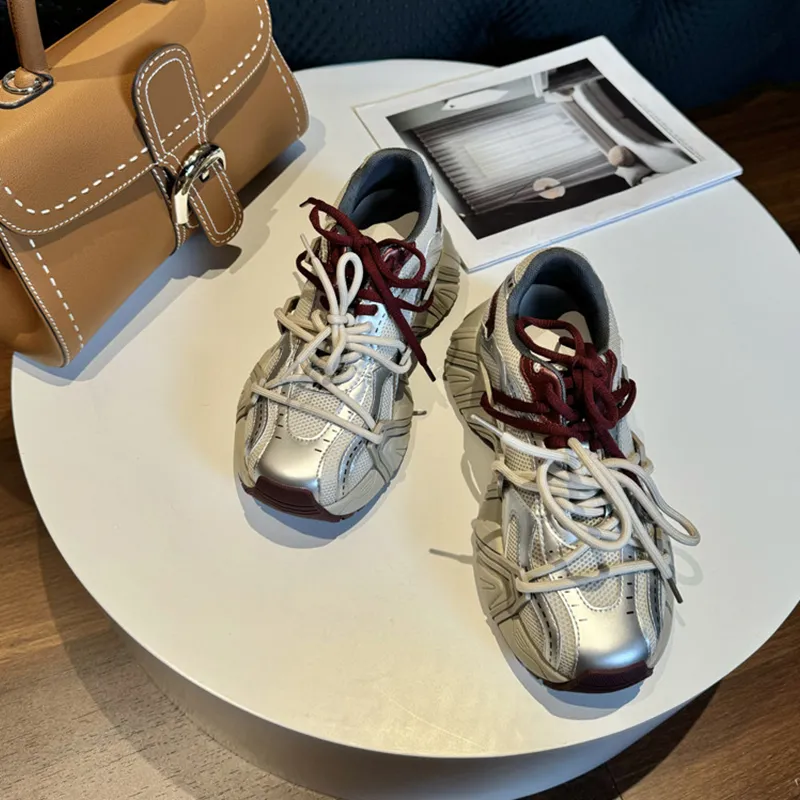 QING MISS Anti Slip And Wear Resistant Lightweight Low Top Chunky Sneakers Women's-3
