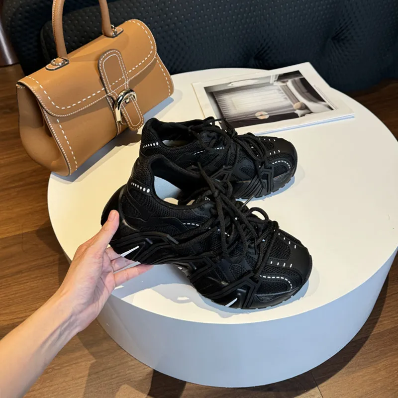 QING MISS Anti Slip And Wear Resistant Lightweight Low Top Chunky Sneakers Women's-7