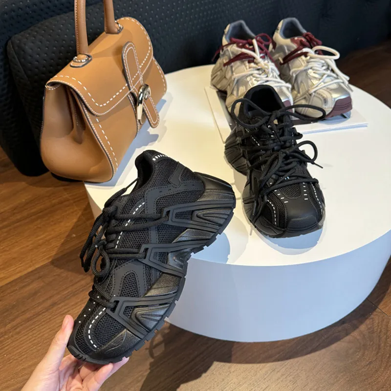 QING MISS Anti Slip And Wear Resistant Lightweight Low Top Chunky Sneakers Women's-6