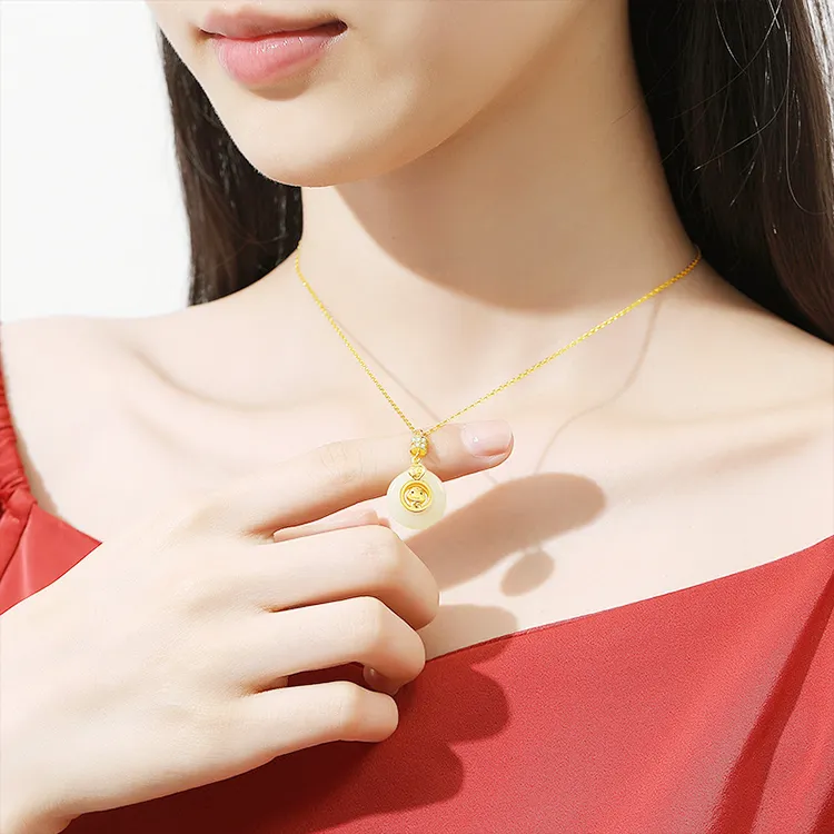Chongqing Gold Store Chalcedony Jade Necklaces Unisex-2