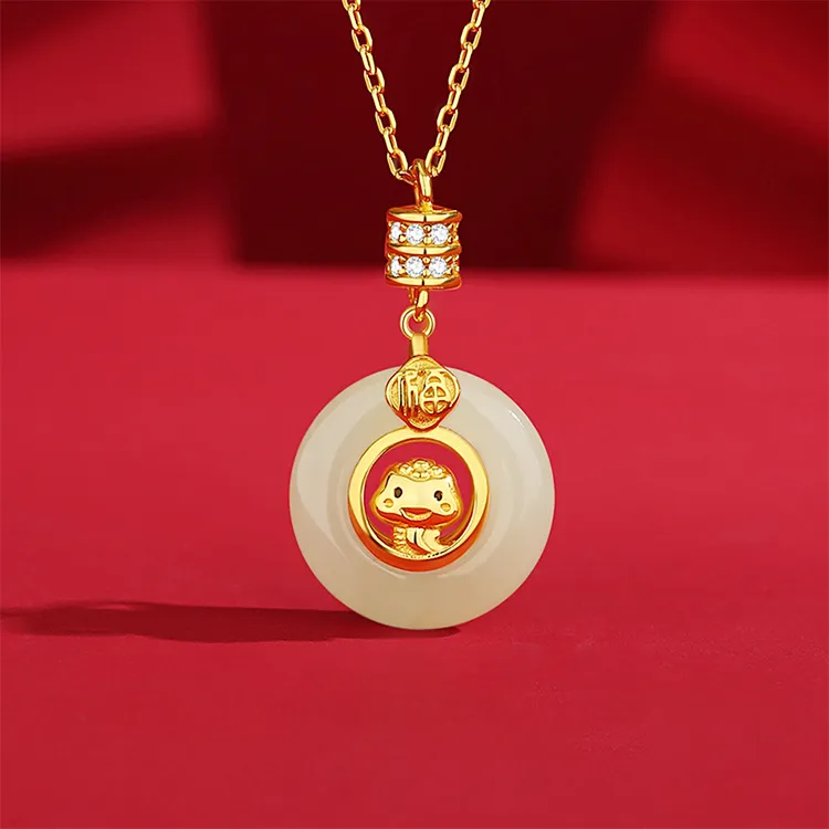 Chongqing Gold Store Chalcedony Jade Necklaces Unisex-4