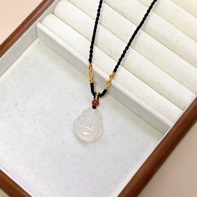 Chongqing Gold Store Chalcedony Jade Necklaces Unisex-3