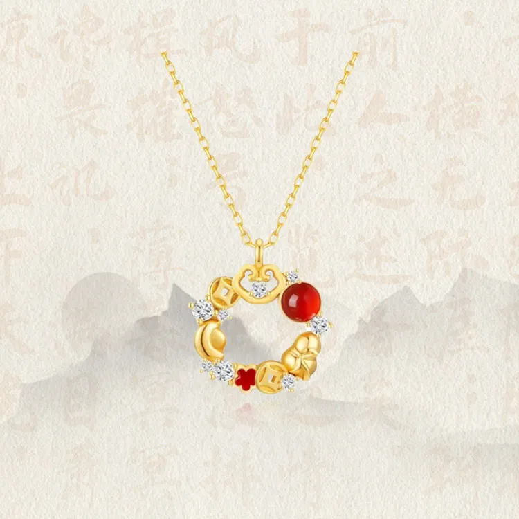Chongqing Gold Store S925 Silver/Cubic Zirconia Necklaces Women's-3